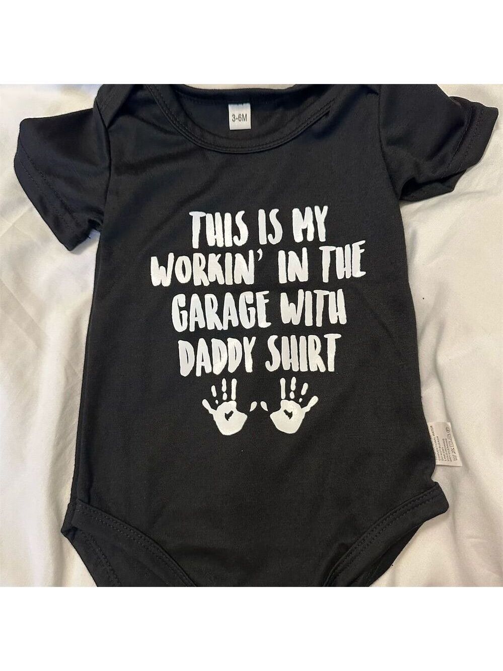 Workin' In The Garage With Daddy Baby Bodysuit Black 3-6M Unisex - Picture 1 of 4